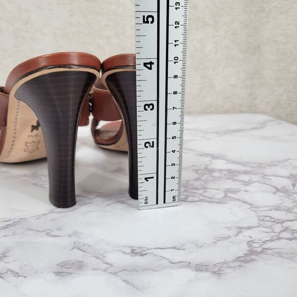 J Vincent Brown Heeled Sandals with Faux Turquoise Brass Studs Accents - Picture 9 of 12